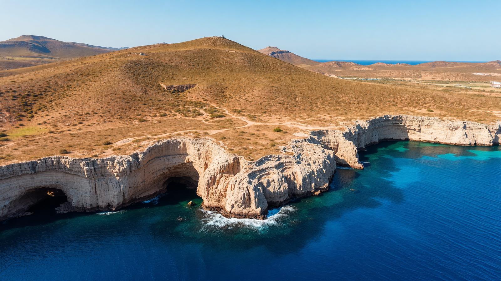 Aerial view of the Akamas coastline near Paphos, Cyprus